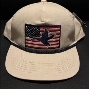 Burlebo Cream Baseball Cap with American Flag and Eagle Patch